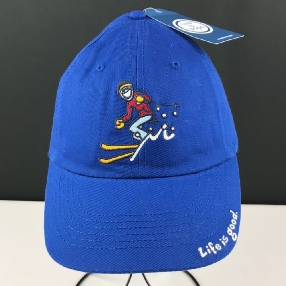 MEN - Life is Good - 4/$98 - ‘Downhill male skier’ cap. Blue. OS NWT. Last one!